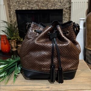 Dooney & Bourke Brown and Black Shoulder Bag with Leather Trim